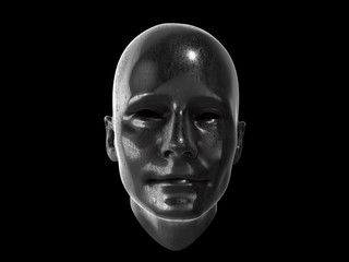 metal human head.3D RENDERING