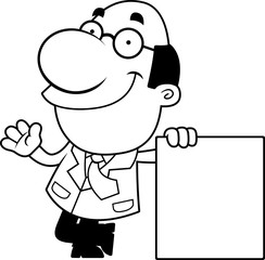 Cartoon Scientist Sign