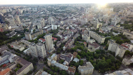 Summer evening in Kiev, aerial view