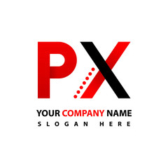 Initial letter PX red black logo Design