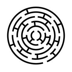 Round puzzle, black isolated on white background, vector illustration