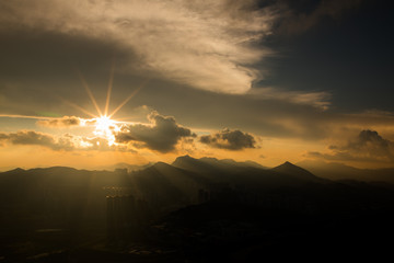 Sunset light shining the mountains
