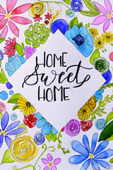 Funny handmade drawing of home sweet home