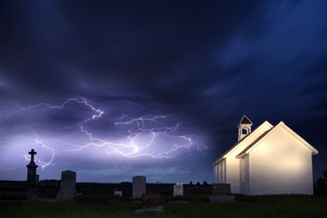 Fototapeta na wymiar Storm and the Country Church