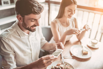 Couple in love in cafe