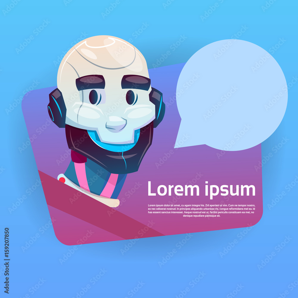 Poster chat bot robot virtual assistance element of website or mobile applications artificial intelligence 