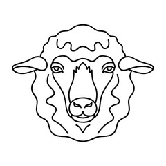 Vector line art sheep face farm animal icon