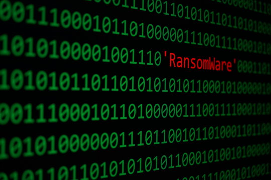The RansomWare and Binary code Concept Security and Malware attack