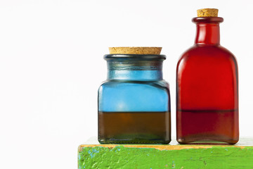 Colored glass bottles