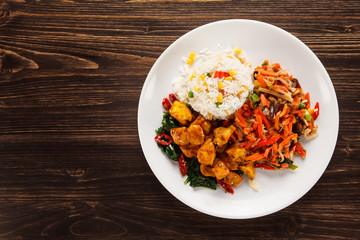 Chicken meat with rice 