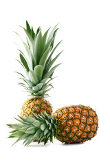 Fototapeta premium Ripe pineapples isolated on a white background