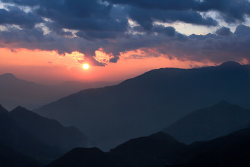 Sunset behind the mountain,Sapa Vietnam