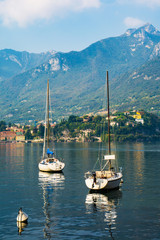 Sailboats anchoring in Como, Lago di Como, Italy