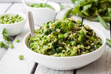 veggie rice with green vegetables