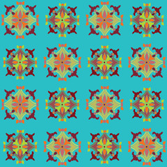 Abstract  vector colorful seamless pattern  with color floral motif.