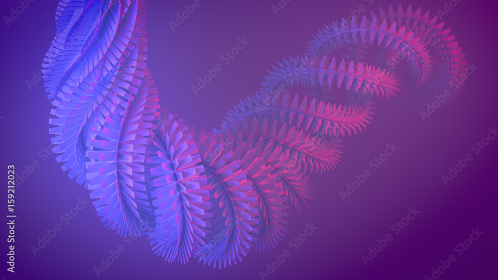 Poster Abstract futuristic shape in colored space. 3d rendering