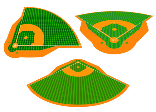 Baseball fields set, isometry, vector