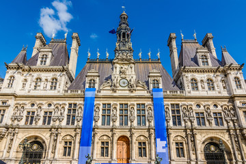Fototapeta na wymiar The town hall of Paris Hotel de Ville, France