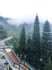 Road to Buddha Statue at Chin Swee Temple, Genting Highland, Malaysia.