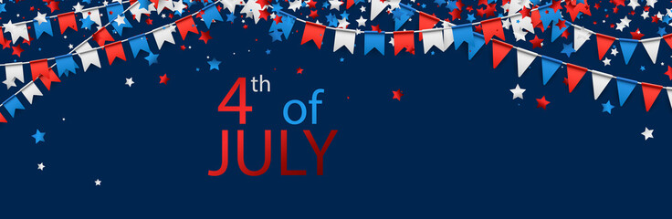 4th July banner with flags.