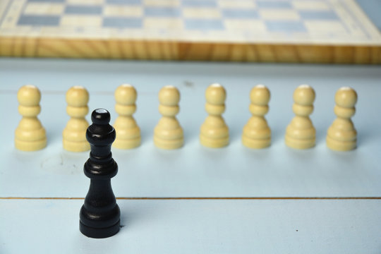Abstract leadership.succes and business concept with chess pieces on a white background
