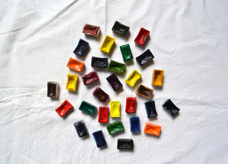 Composition ofComposition of tubes of multi-colored watercolor paints tubes of multi-colored watercolor paints