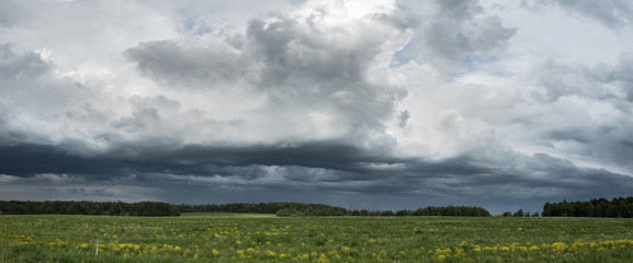  amazing landscape of the beautiful meddow under the stormy sky