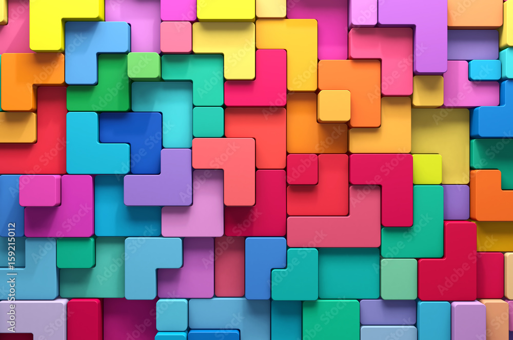 Poster 3d rendering abstract background of multi-colored rounded shapes