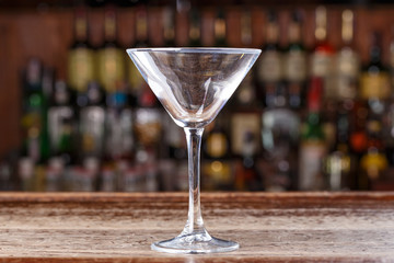 Empty cocktail glass cosmopolitan