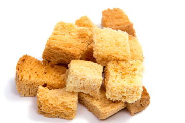 Croutons isolated on white background.