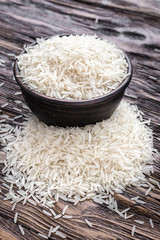 rice on a wooden background