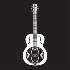 Vector flat illustration of dobro, american resonator guitar