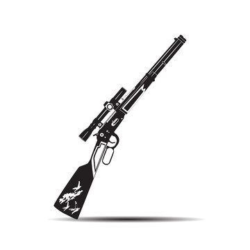 Hunting rifle, vector illustration in flat style