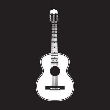 Vector illustration of classic guitar in flat style