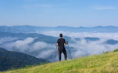 Man doing sport in the natural park of Aiako Harria