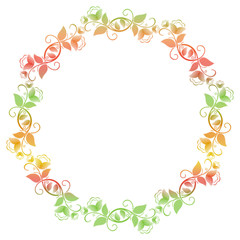 Beautiful round frame with gradient filled. Color elegant flower frame for advertisements, flyer, web, wedding and other invitations or greeting cards. Raster clip art.