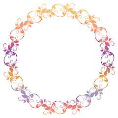 Fototapeta na wymiar Beautiful round frame with gradient filled. Color elegant flower frame for advertisements, flyer, web, wedding and other invitations or greeting cards. Raster clip art.