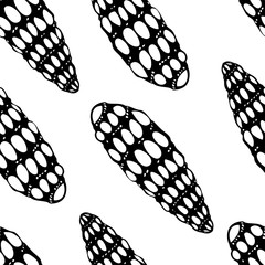 Obraz premium Black and white hand drawn zentangle seamless pattern with floral and natural elements.