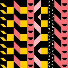 Retro color seamless pattern. Fancy abstract geometric art print. Ethnic hipster ornamental lines backdrop.