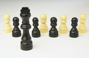 Abstract leadership.succes and business concept with chess pieces on a white background
