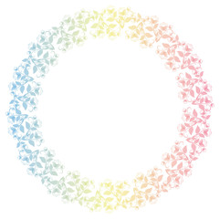 Beautiful round frame with gradient filled. Color elegant flower frame for advertisements, flyer, web, wedding and other invitations or greeting cards. Raster clip art.