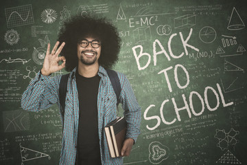 Afro guy shows ok sign with doodle