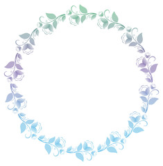 Beautiful round frame with gradient filled. Color elegant flower frame for advertisements, flyer, web, wedding and other invitations or greeting cards. Raster clip art.
