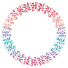 Beautiful round frame with gradient filled. Color elegant flower frame for advertisements, flyer, web, wedding and other invitations or greeting cards. Raster clip art.