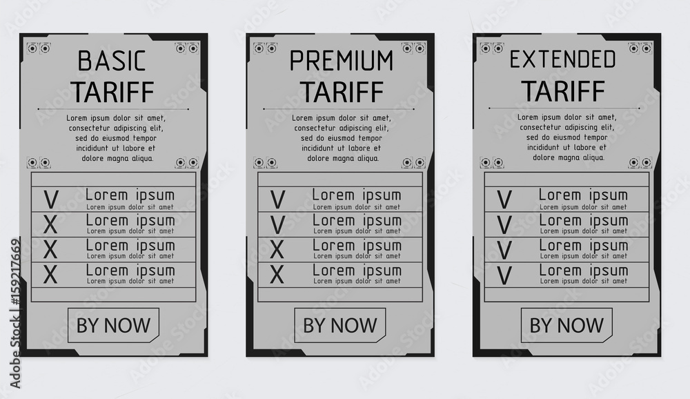 Poster set tariffs. interface for the site. ui ux vector banner for web app. pastel pricing table, banner, 