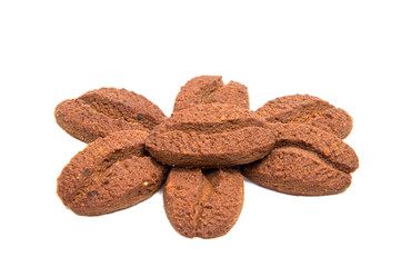 Chocolate cookies with cream filling isolated on white background.