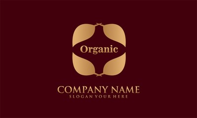 Naklejka premium leaf gold beauty organic logo