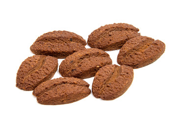 Chocolate cookies with cream filling isolated on white background.
