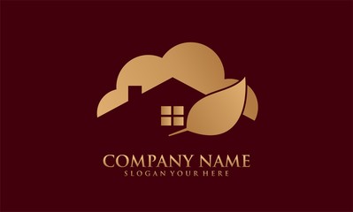 leaf gold cloud home logo