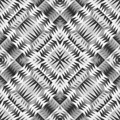Monochrome Tribal Seamless Pattern. Aztec Style Abstract Geometric Art Print.